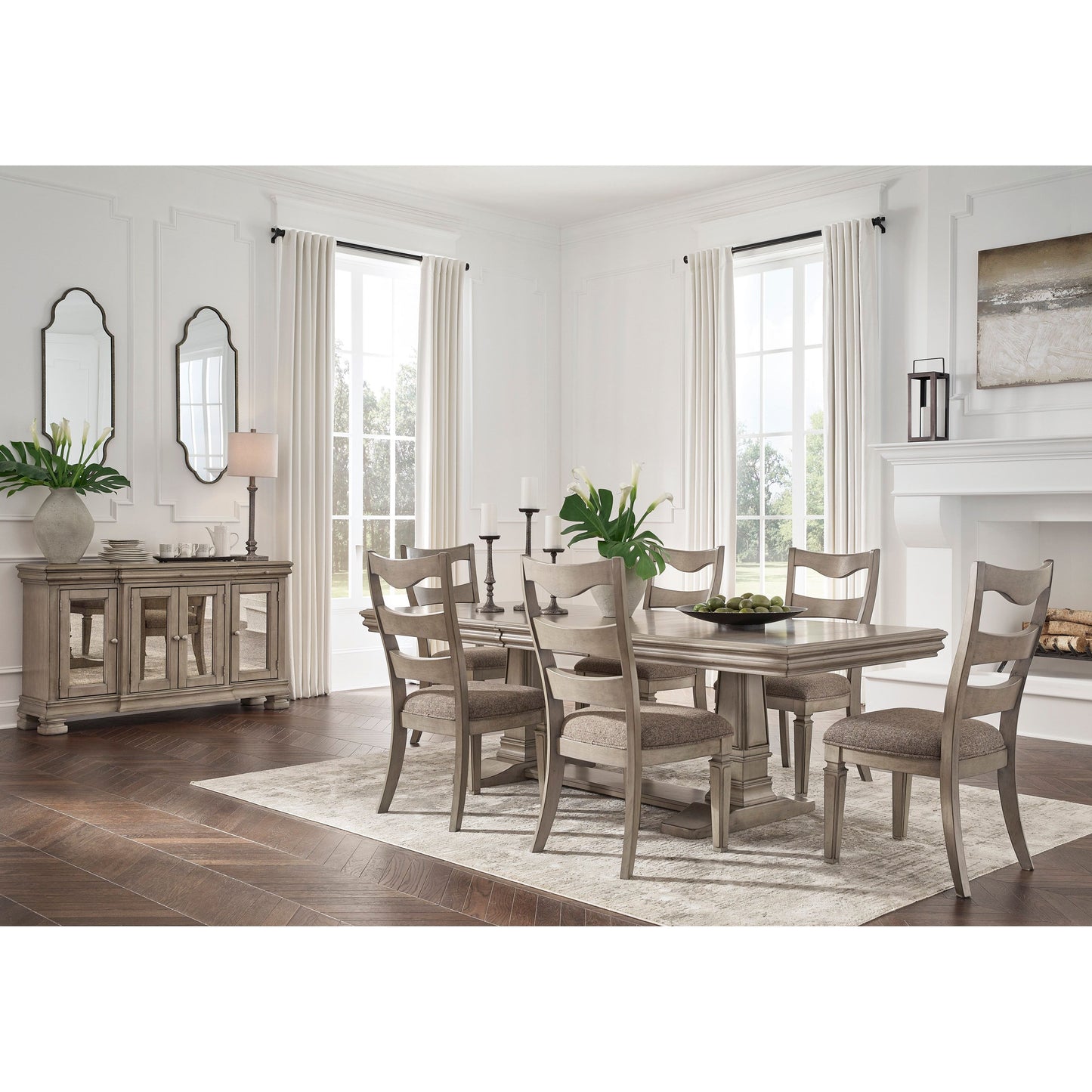 LEXORNE DINING SET - 6 CHAIRS AND TABLE