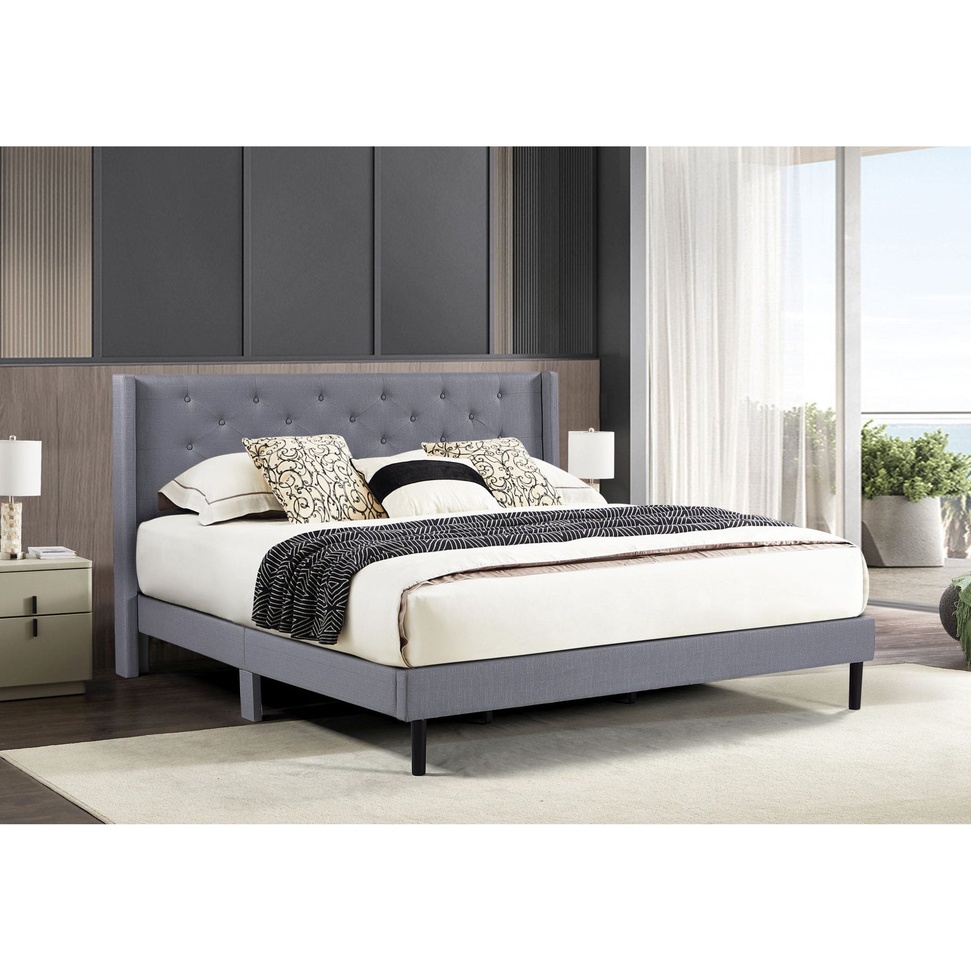 LARA UPHOLSTERED BED - GREY