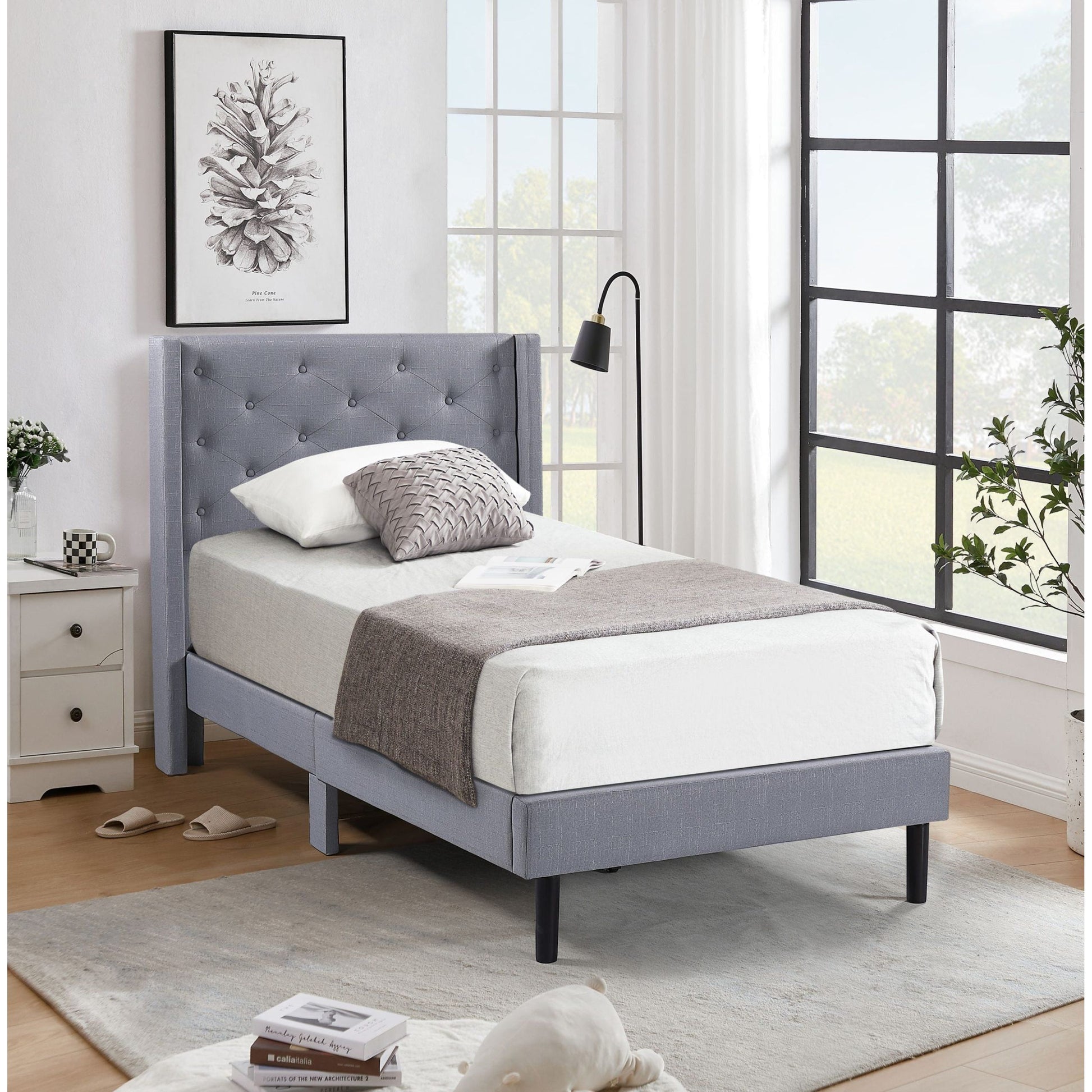 LARA UPHOLSTERED BED - GREY