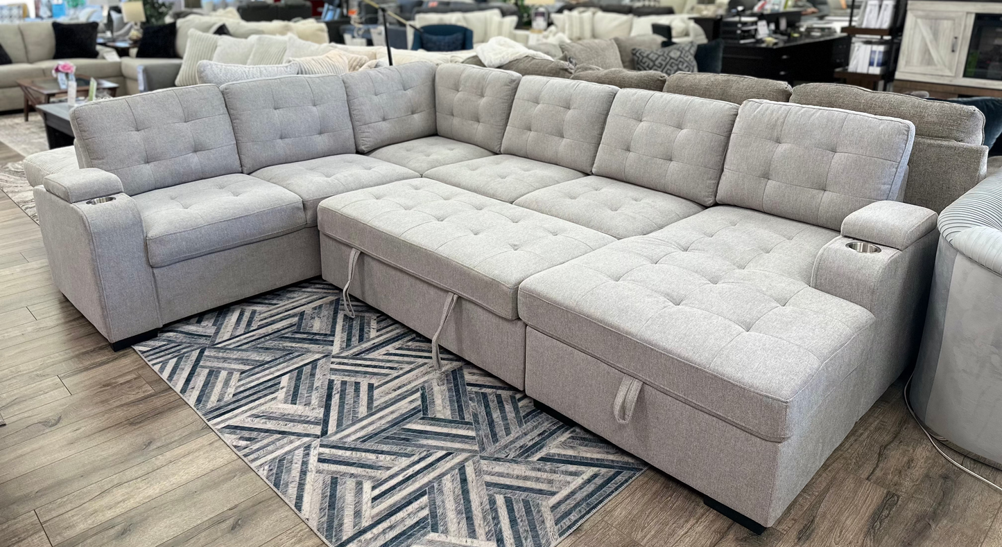 SIDNEY PULLOUT SLEEPER SECTIONAL | VERSATILE STORAGE AND COMFORT