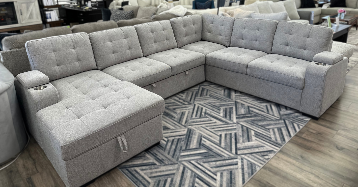 SIDNEY SLEEPER SECTIONAL - LIGHT GREY