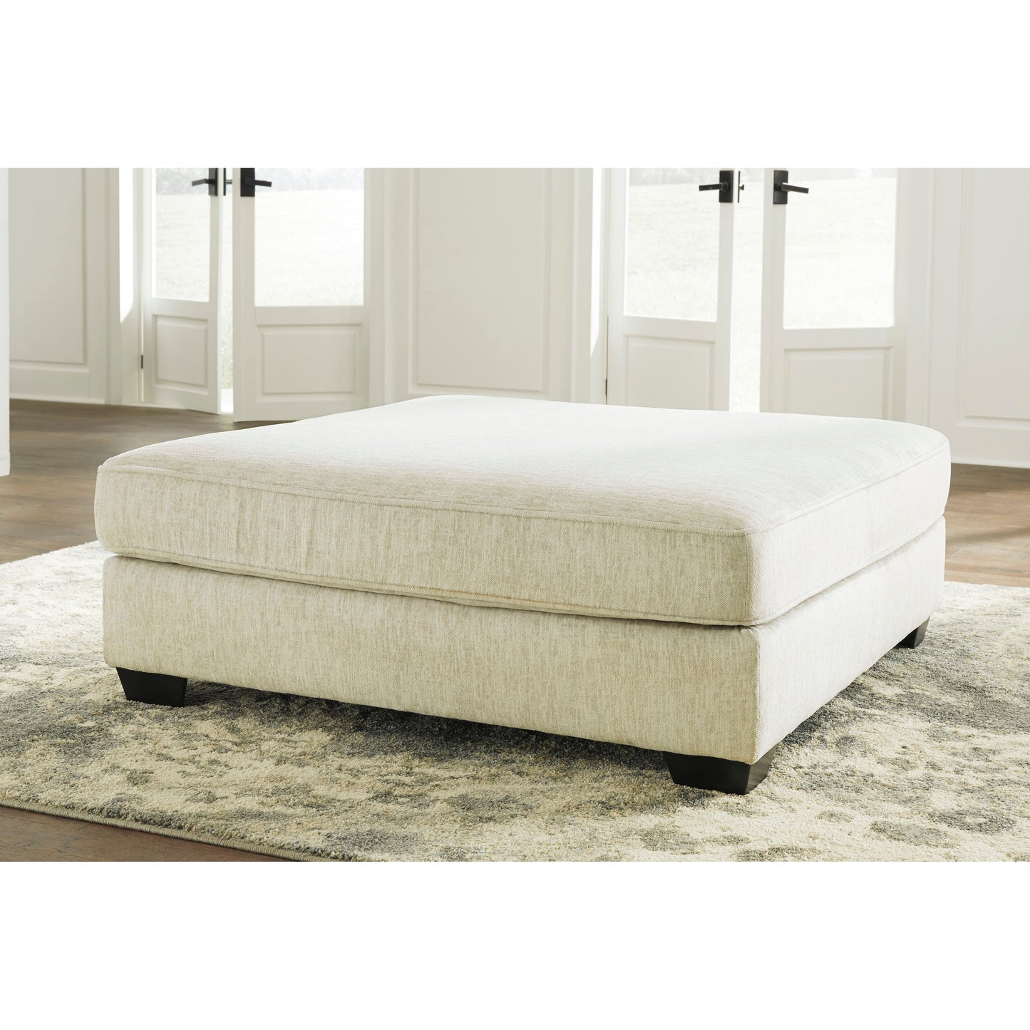 RAWCLIFFE OVERSIZED ACCENT OTTOMAN- PARCHMENT