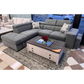 TYSON 3-Piece Sectional with Pullout Sleeper and Storage Ottoman - Gray Fabric