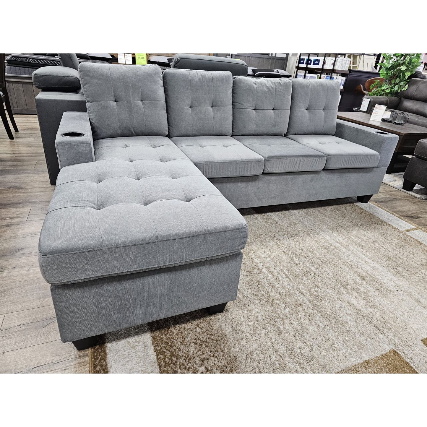 SPUR SECTIONAL w/ REVERSIBLE CHAISE - GREY