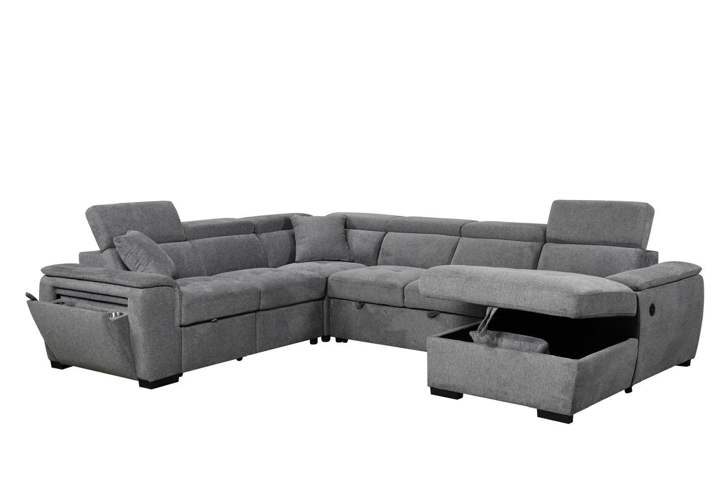 ROBYN PULLOUT SLEEPER SECTIONAL - DARK GREY