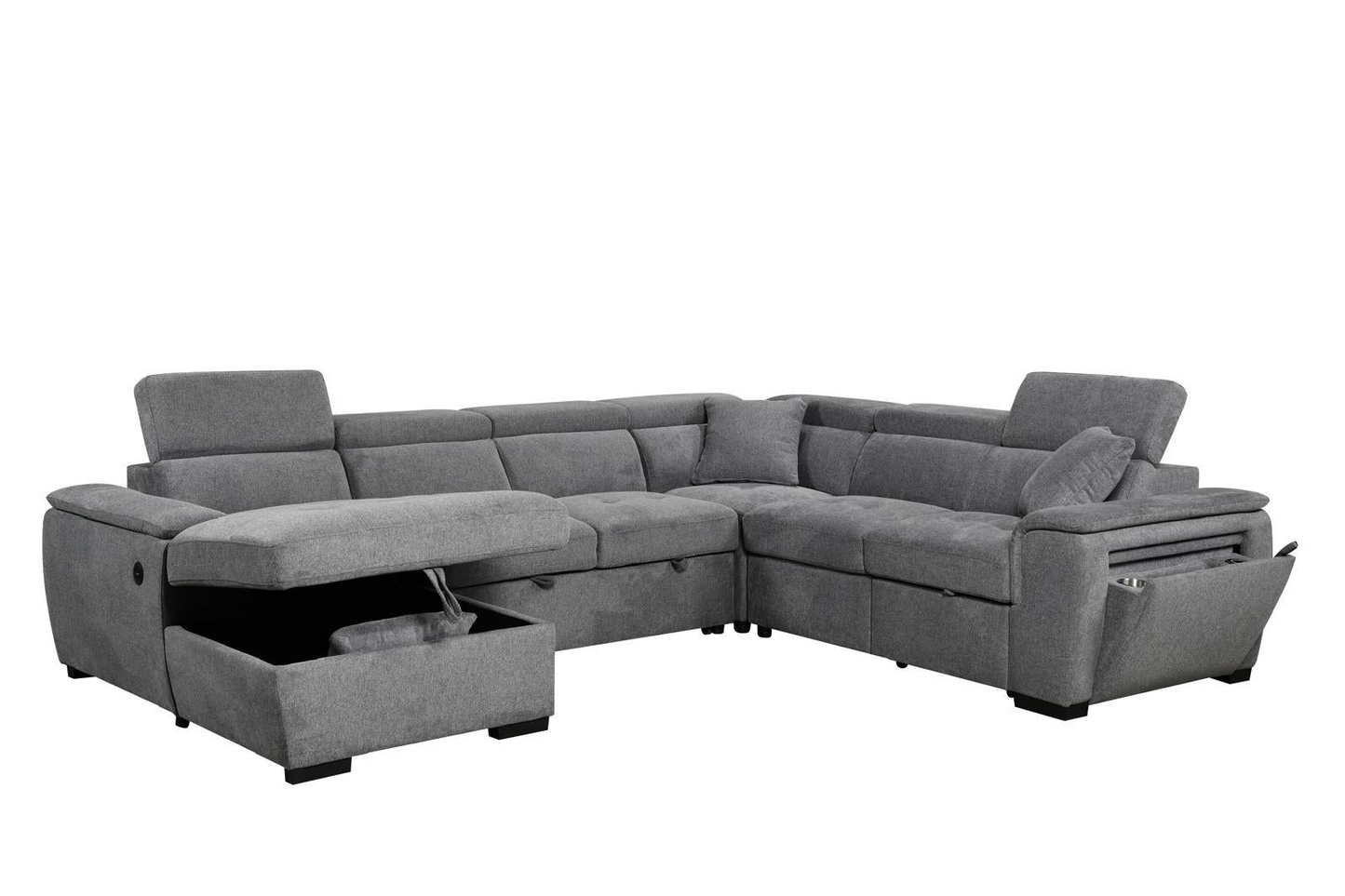 ROBYN PULLOUT SLEEPER SECTIONAL - DARK GREY