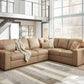 Bandon - Toffee - 3-Piece Sectional With Laf Loveseat - Leather Match