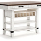 Valebeck - Rect Dining Room Counter Table With Wine Rack - White / Brown