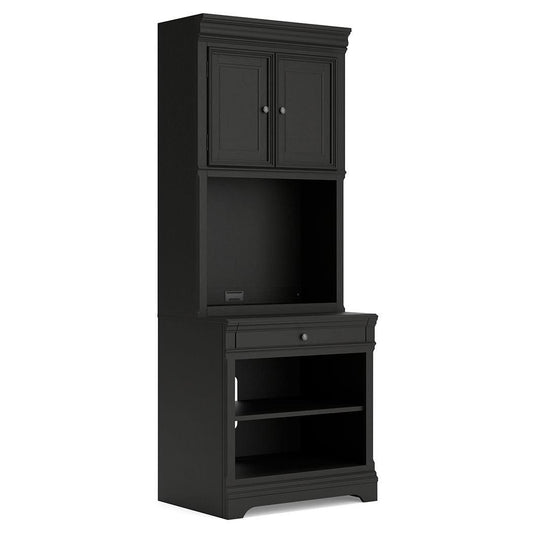 Beckincreek - Black - Bookcase With Door Hutch