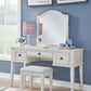 Robbinsdale - Antique White - Mirrored Vanity With Stool