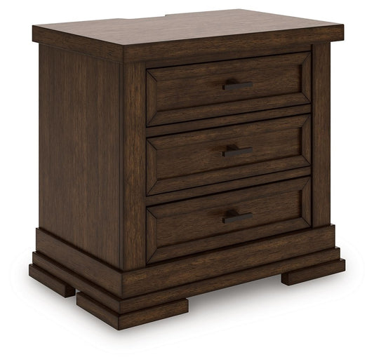 Taffenbrook - Medium Brown - Three Drawer Night Stand