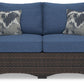 Windglow - Blue / Brown - Loveseat With Cushion
