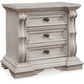 Bruchandi - Antique White - Three Drawer Night Stand