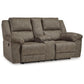 Laresview - Fossil - Dbl Reclining Loveseat With Console - Faux Leather