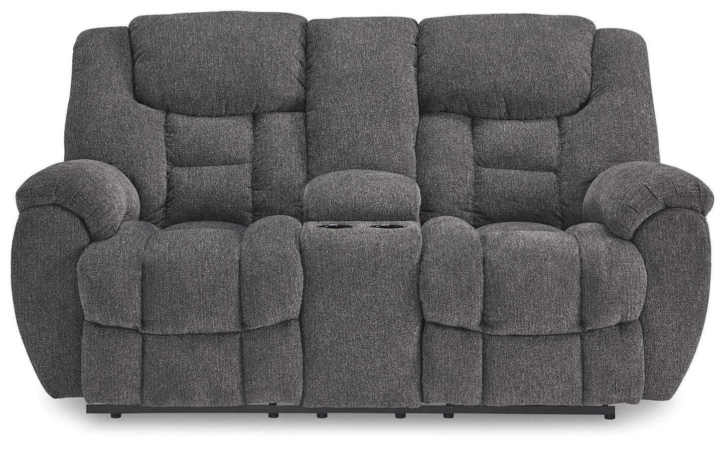 Foreside - Charcoal - Dbl Reclining Loveseat With Console - Fabric