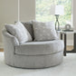 Casselbury - Cement - Oversized Swivel Accent Chair - Fabric