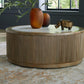 Camdill - Light Brown / White - Round Cocktail Table