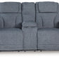 Studio Cave - Power Reclining Loveseat with Console - Steel