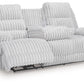 Rhines Falls - Reclining Power Sofa With Drop Down Table - Alloy