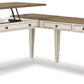 Realyn - L Shaped Desk With Lift Top - White / Brown