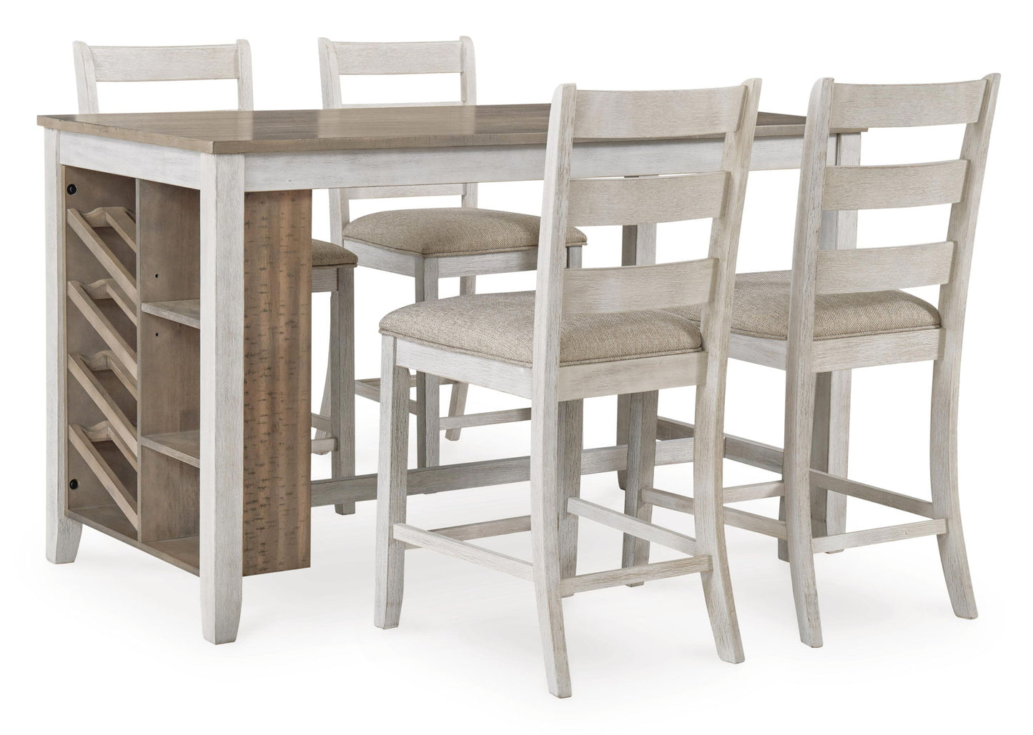 Skempton - Rectangular Counter Table With Storage - White - Fraser Furniture & Mattresses