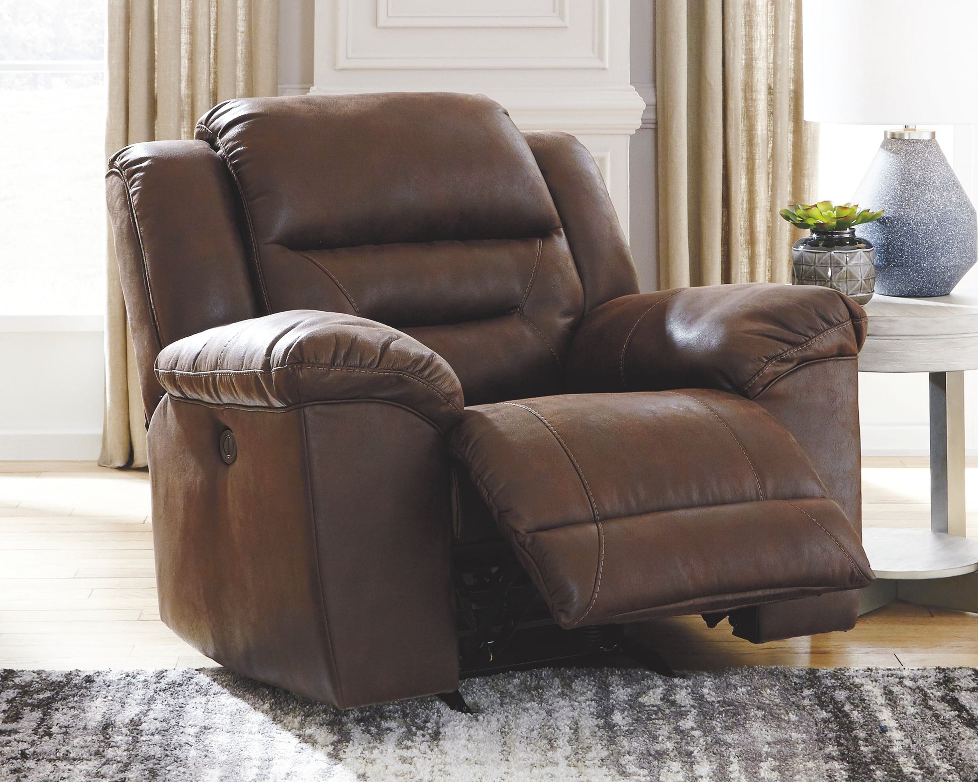 Stoneland - Chocolate - Power Rocker Recliner - Faux Leather