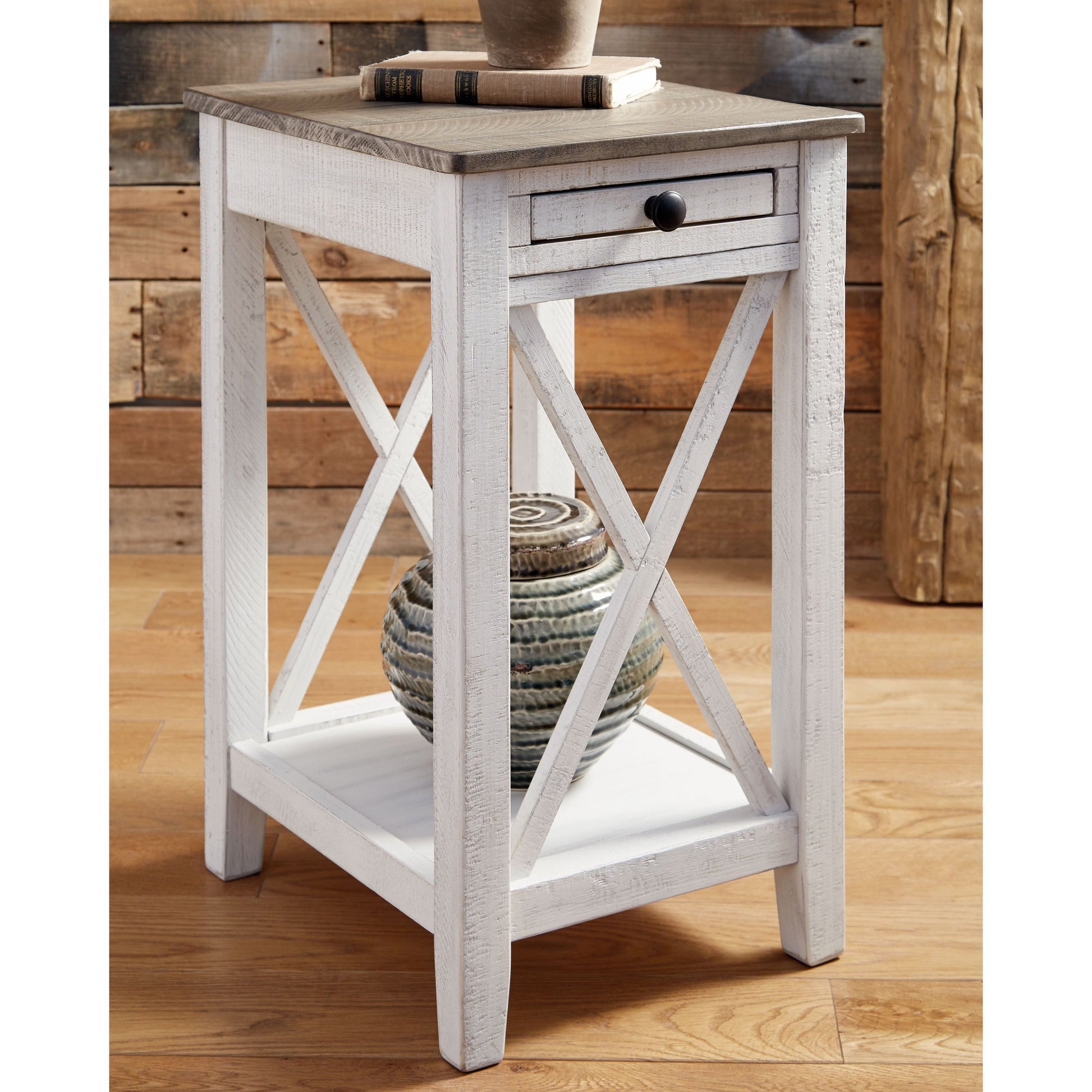 Adalane - White / Gray - Accent Table