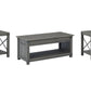 Freedan - Grayish Brown - 3 Pc. - Coffee Table, 2 End Tables