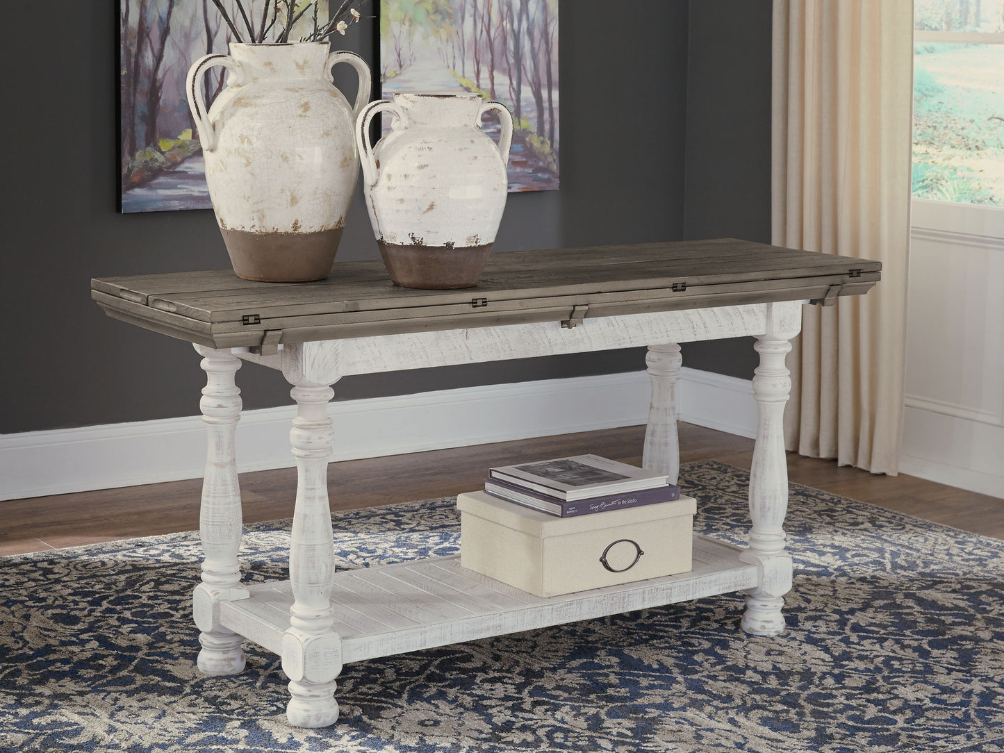 Havalance - Flip Top Sofa Table - Gray / White - Fraser Furniture & Mattresses