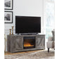 Wynnlow - Gray - 63" TV Stand With Glass/Stone Fireplace Insert