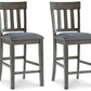 Hallanden - Black / Gray - Upholstered Barstool (Set of 2)