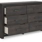 Hollivern - Dark Gray - Six Drawer Dresser