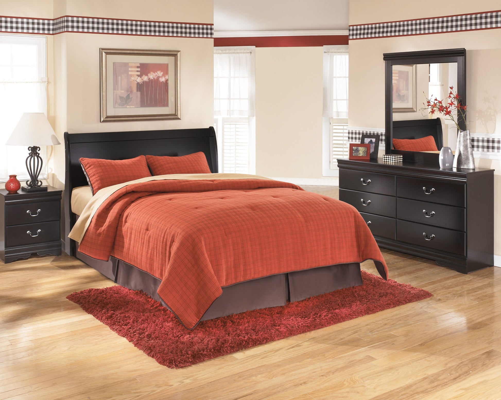 Huey Vineyard - Queen Sleigh Headboard - Black - Fraser Furniture & Mattresses