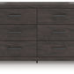 Prendonea - Six Drawer Dresser - Charcoal