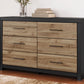 Vertani - Black / Honey Brown - Six Drawer Dresser