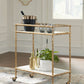 Plattfield - Antique Gold Finish - Bar Cart