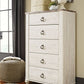 Willowton - Five Drawer Chest - Brown / Beige / White - Fraser Furniture & Mattresses
