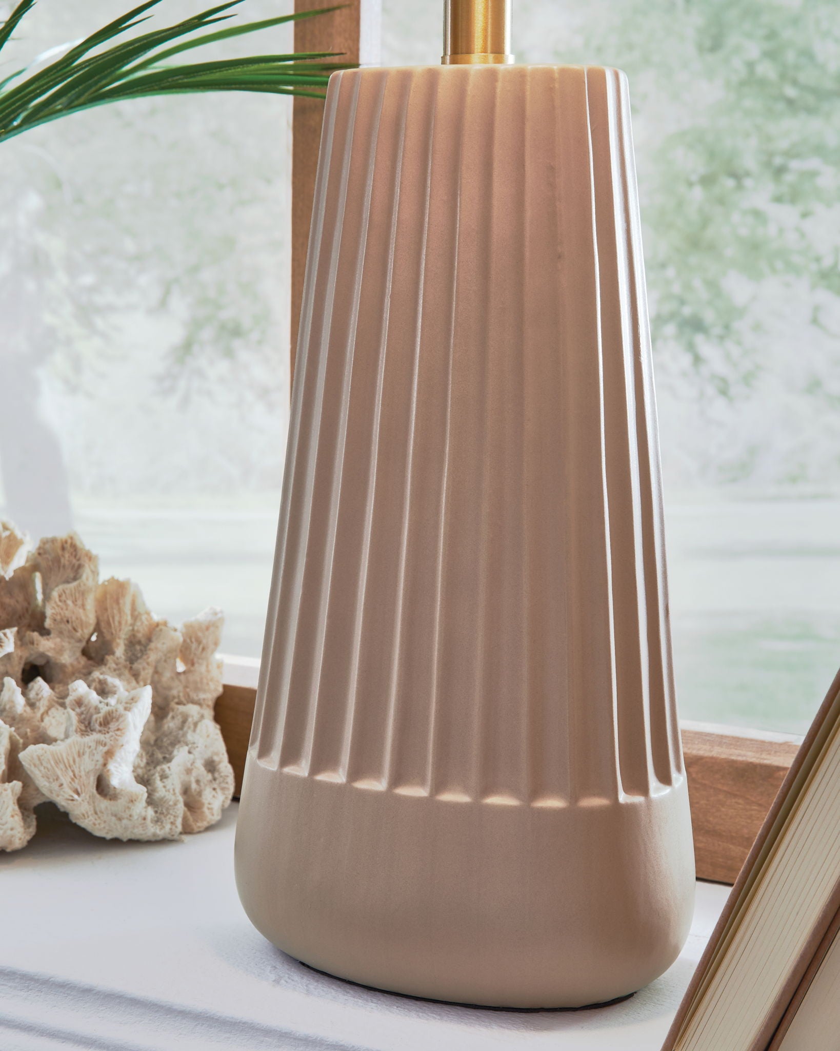 Dellner - Ceramic Table Lamp - Mocha - Fraser Furniture & Mattresses