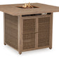 Walton Bridge - 5 Pc. - Square Bar Table W/Fire Pit, 4 Barstools - Driftwood