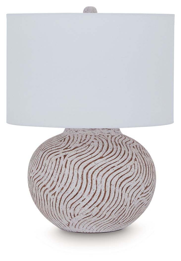 Vien - Terracotta Table Lamp - Distressed White - Fraser Furniture & Mattresses