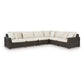 Kimora - Beige / Dark Brown - 4-Piece Outdoor Sectional