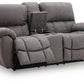Bakerstein - Power Reclining Loveseat/Console/Adjustable Headrest - Galaxy