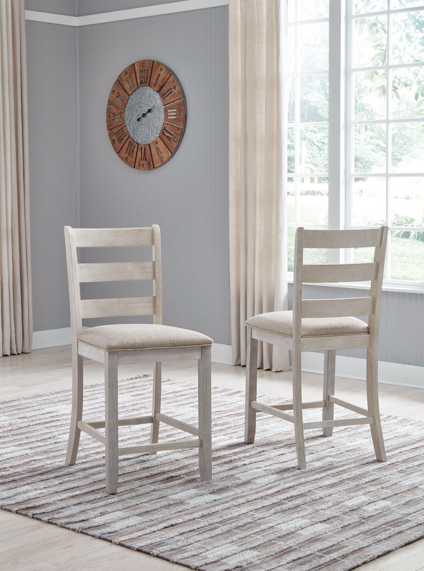 Skempton - Upholstered Barstool (Set of 2) - White - Fraser Furniture & Mattresses