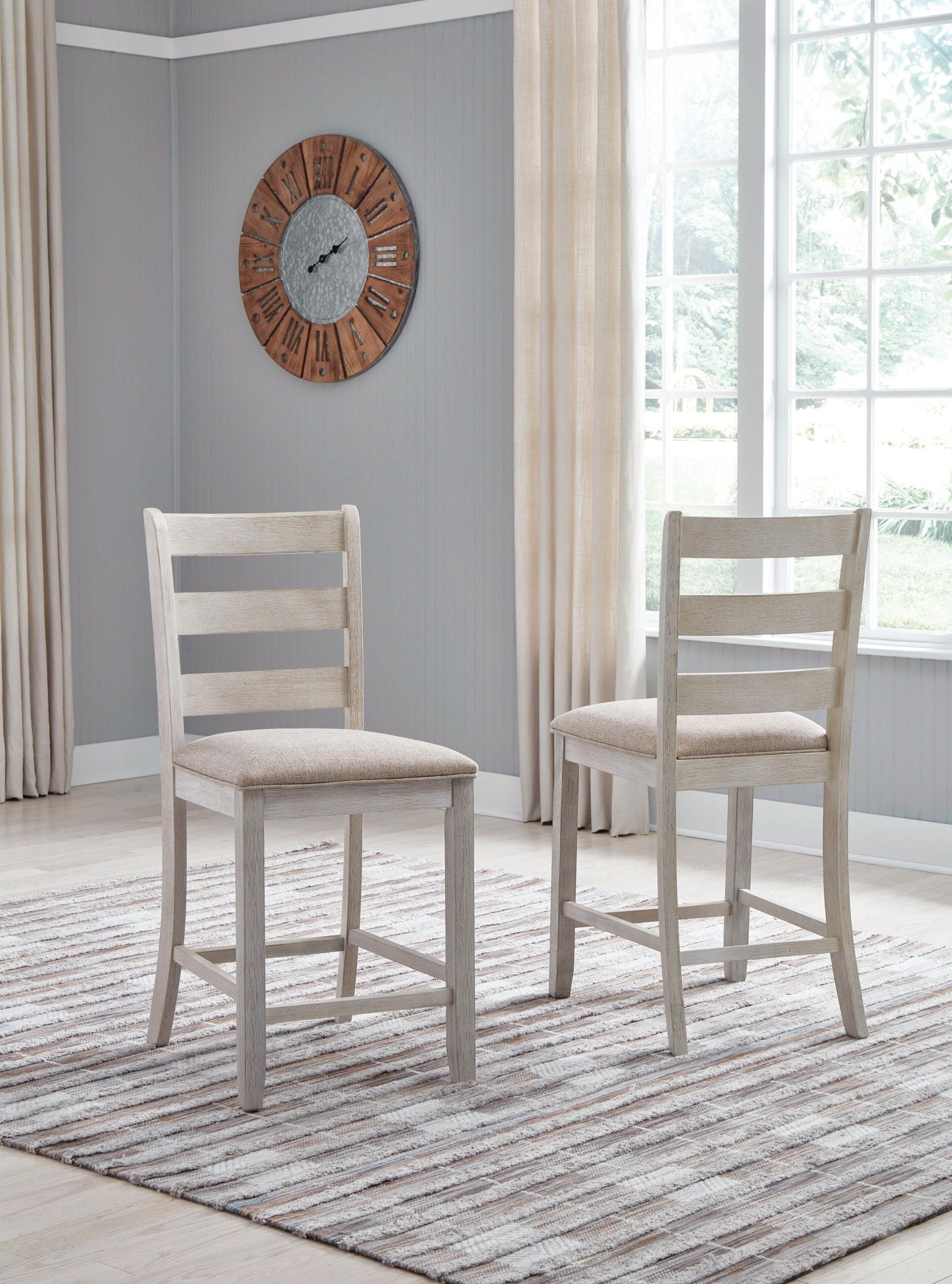 Skempton - Upholstered Barstool (Set of 2) - White - Fraser Furniture & Mattresses