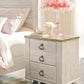 Willowton - Two Drawer Night Stand - Brown / Beige / White