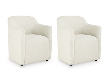 Radkin - Dining Upholstered Arm Chair (Set of 2) - Off White - Fraser Furniture & Mattresses