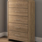 Gramburg - Five Drawer Chest - Warm Natural Brown - Fraser Furniture & Mattresses