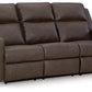 Lavenhorne - Granite - Reclining Sofa W/ Drop Down Table - Faux Leather