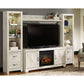 Bellaby - Whitewash - Entertainment Center - TV Stand With Faux Firebrick Fireplace Insert