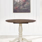 Wirloni - Round Dining Room Drop Leaf Table - Antique White / Brown - Fraser Furniture & Mattresses